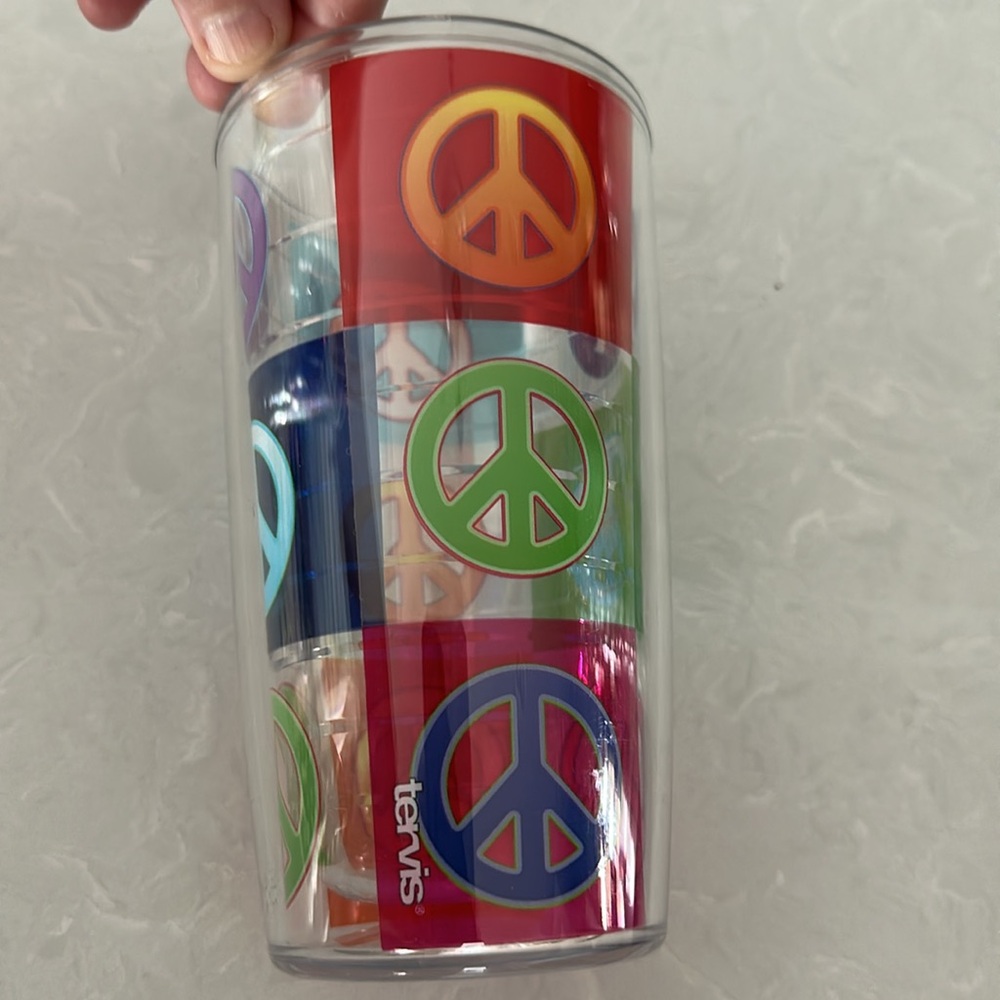 Lot 4 Tervis Colorful Tumblers 1 Lid Monkey, Heart,Peace & Butterfly 16oz & 10oz - Picture 3 of 10